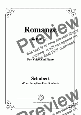 page one of Schubert-Romanze,in D Major,for Voice and Piano