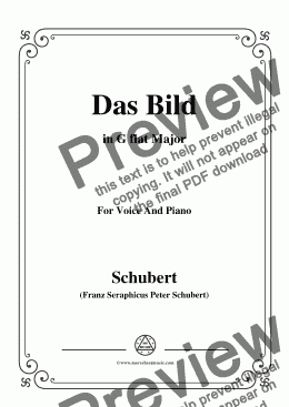 page one of Schubert-Das Bild,in G flat Major,Op.165 No.3,for Voice and Piano