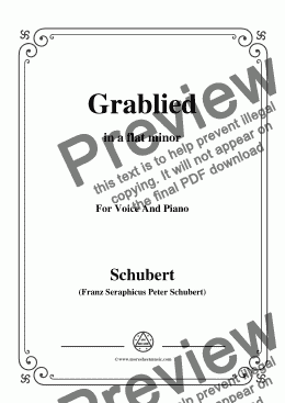 page one of Schubert-Grablied,in a flat minor,D.218,for Voice and Piano