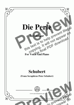 page one of Schubert-Die Perle,in f minor,D.466,for Voice and Piano