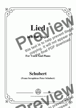 page one of Schubert-Lied(Es ist so angenehm),in B flat Major,D.284,for Voice and Piano