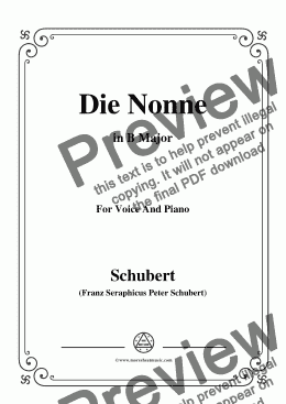 page one of Schubert-Die Nonne,in B Major,D.208,for Voice and Piano