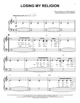 page one of Losing My Religion (Easy Piano)