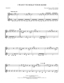 page one of I Want To Hold Your Hand (Trumpet Duet)