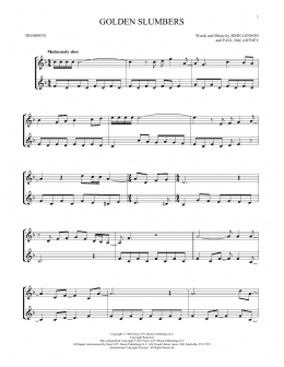 page one of Golden Slumbers (Trumpet Duet)