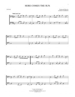 page one of Here Comes The Sun (Cello Duet)