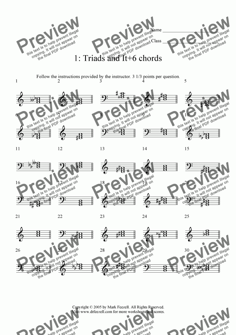 All Triads And It 6 Id Worksheet Download Sheet Music Pdf File