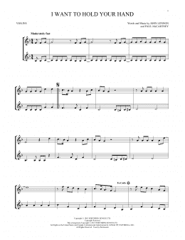 page one of I Want To Hold Your Hand (Violin Duet)