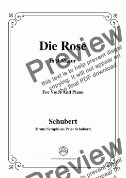 page one of Schubert-Die Rose,in B Major,Op.73,for Voice and Piano