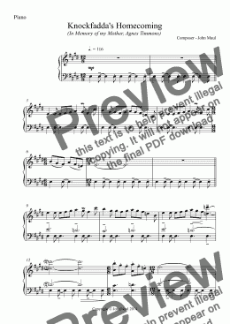 page one of Knockfadda's Homecoming - Piano