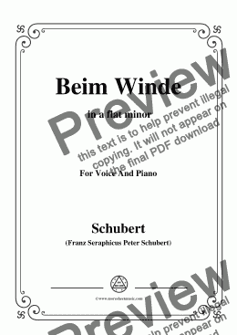 page one of Schubert-Beim Winde,in a flat minor,for Voice&Piano