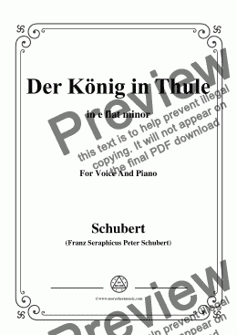 page one of Schubert-Der König in Thule,in e flat minor,Op.5 No.5,for Voice&Piano