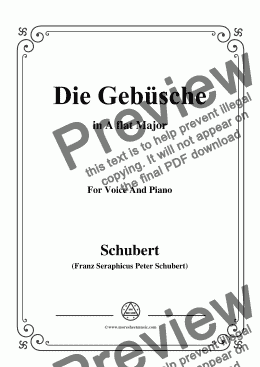 page one of Schubert-Die Gebüsche,in A flat Major,for Voice&Piano