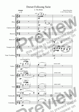 page one of Dorset Folksong Suite for Orchestra - 2. The Birds