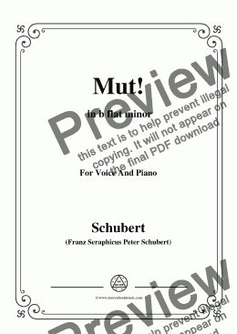 page one of Schubert-Mut!,from 'Winterreise',Op.89(D.911) No.22,in b flat minor,for Voice&Piano