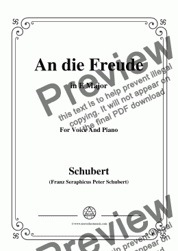 page one of Schubert-An die Freude,Op.111 No.1,in E Major,for Voice&Piano