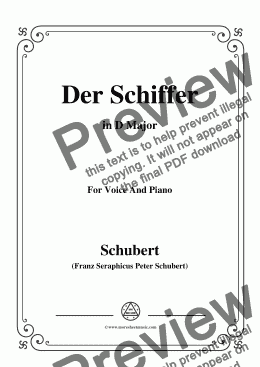 page one of Schubert-Der Schiffer,in D Major,for Voice&Piano