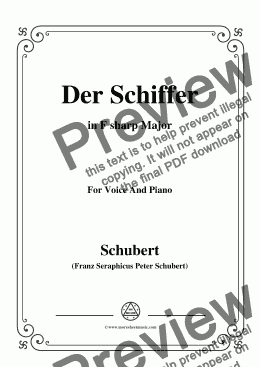 page one of Schubert-Der Schiffer,in F sharp Major,for Voice&Piano