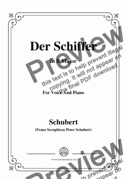 page one of Schubert-Der Schiffer,in B Major,for Voice&Piano