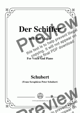 page one of Schubert-Der Schiffer,in B flat Major,for Voice&Piano