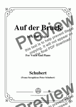 page one of Schubert-Auf der Bruck,Op.93 No.2,in A flat Major,for Voice&Piano