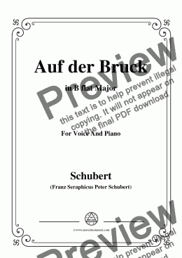 page one of Schubert-Auf der Bruck,Op.93 No.2,in B flat Major,for Voice&Piano