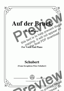 page one of Schubert-Auf der Bruck,Op.93 No.2,in B Major,for Voice&Piano