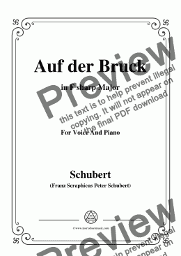 page one of Schubert-Auf der Bruck,Op.93 No.2,in F sharp Major,for Voice&Piano