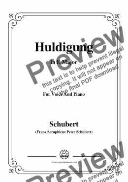 page one of Schubert-Huldigung,in E Major,for Voice&Piano