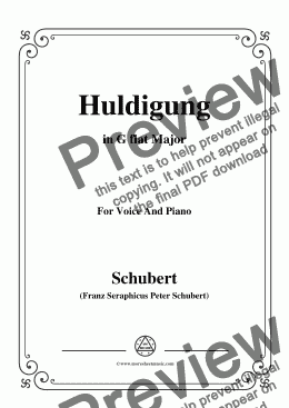 page one of Schubert-Huldigung,in G flat Major,for Voice&Piano