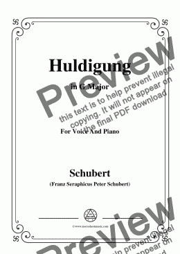 page one of Schubert-Huldigung,in G Major,for Voice&Piano