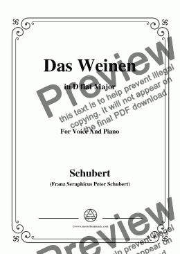 page one of Schubert-Das Weinen,Op.106 No.2,in D flat Major,for Voice&Piano