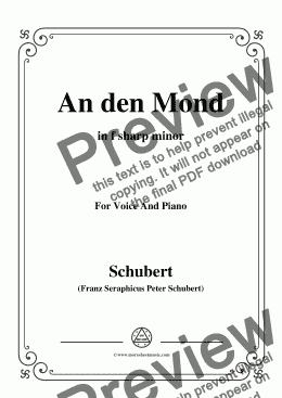 page one of Schubert-An den Mond,Op.57 No.3(D.193),in f sharp minor,for Voice&Piano