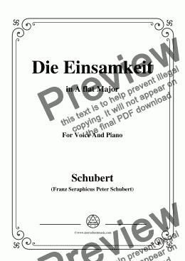 page one of Schubert-Die Einsamkeit,in A flat Major,for Voice&Piano