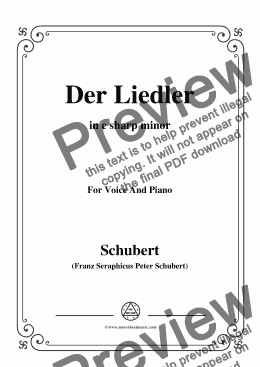 page one of Schubert-Der Liedler,Op.38(D.209),in c sharp minor,for Voice&Piano