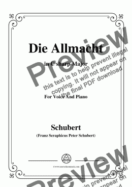 page one of Schubert-Die Allmacht,Op.79 No.2,in C sharp Major,for Voice&Piano