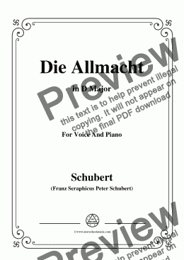 page one of Schubert-Die Allmacht,Op.79 No.2,in D Major,for Voice&Piano