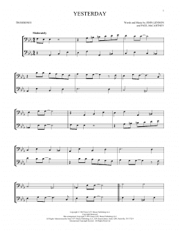 page one of Yesterday (Trombone Duet)