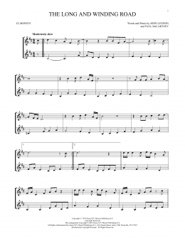 page one of The Long And Winding Road (Clarinet Duet)