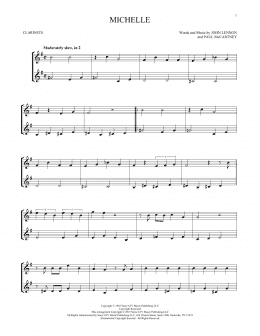 page one of Michelle (Clarinet Duet)