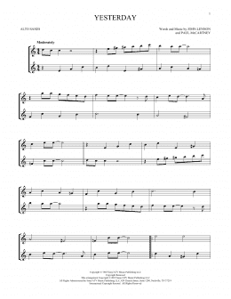 page one of Yesterday (Alto Sax Duet)