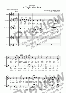 page one of A Virgin Most Pure (SATB + Trebles)
