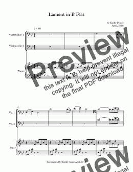 page one of Lament in B Flat for Two Cellos and Piano