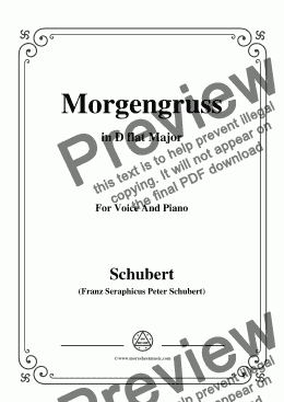 page one of Schubert-Morgengruss,Op.25 No.8,in D flat Major,for Voice&Piano