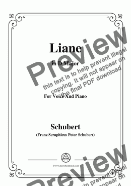 page one of Schubert-Liane,in D Major,for Voice&Piano