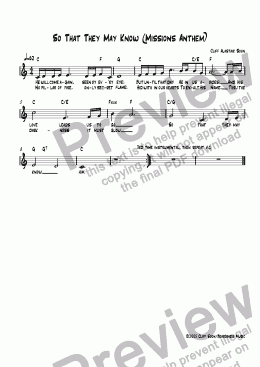page one of So That  They May Know (Missions Anthem) - Lead Sheet