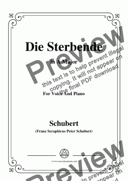 page one of Schubert-Die Sterbende,in A Major,for Voice&Piano