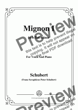 page one of Schubert-Mignon I,D.726,in b flat minor,for Voice&Piano 