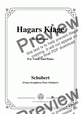 page one of Schubert-Hagars Klage(Hagar's Lament),D.5,in b minor,for Voice&Piano