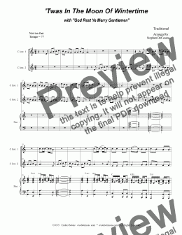 page one of 'Twas In The Moon Of Wintertime (with "God Rest Ye Merry Gentlemen") (Duet for C-Instruments)